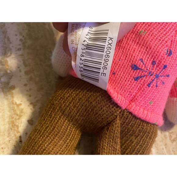 DunDee Collectors Choice Sock Monkey Plush Toy Pink Snowflake Sweater & Pom Hat - Picture 3 of 6